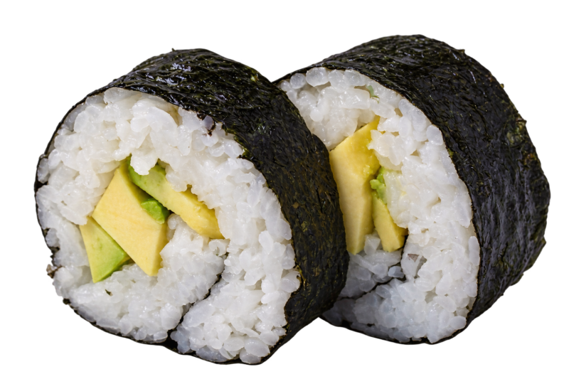 Avocado maki sushi rolls
