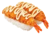 Crumbed prawn nigiri topped with mayonnaise