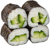 Small cucumber sushi rolls wrapped in nori