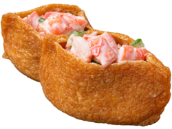 Inari tofu pockets filled with prawn mayonnaise salad